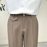 Men's Business Loose Straight Pants Elastic Waist Casual Suit Pants