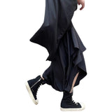 Men's Summer Casual Fashion Harem Pants with Side Pockets and Wide Leg Capri Skirt