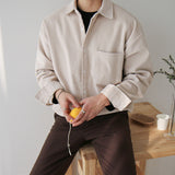 Men's Japanese Casual Simple Solid Color Corduroy Long Sleeve Shirt