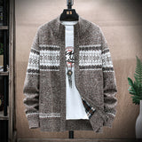 Men's Fleece Sweater Cardigan Stand Collar Knitted Jacket