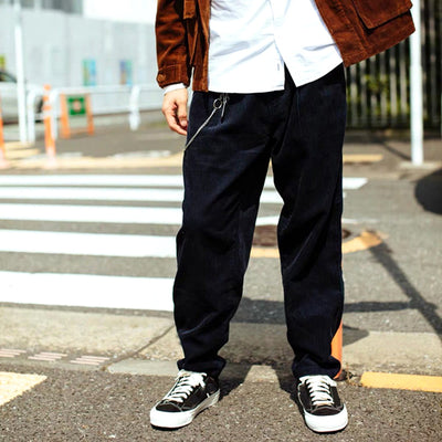 Japanese Retro Casual Basic Corduroy Loose Cargo Pants