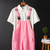 Men's Vintage Bib Overalls Fashion Relaxed Slim Fit Jumpsuit with Pockets