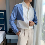 Men's Summer Colorblock British Elegant Long Sleeve Shirt