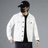 Men Casual Slim Solid Color Lapel Denim Short Jacket