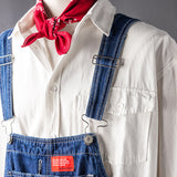 Men's Denim Bib Overalls with Slant Pocket Tapered Leg Casual Jumpsuit