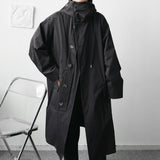 Loose hooded single-breasted trench coat