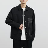 Men's Paneled Houndstooth Black Lapel Jacket