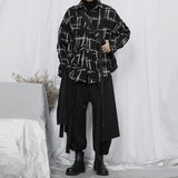 Men's Hip Hop Dark Loose Plaid Shirts