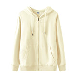 Zip Hood Loose Drop Shoulder Sweatshirt