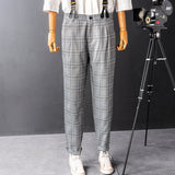 Men's British Casual Retro Plaid Pants With Y-Back Removable Suspenders