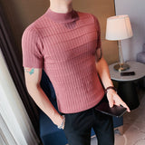 Men's Solid Color Casual Knitted Crew Neck Bottoming Shirt