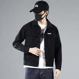 Men Casual Slim Solid Color Lapel Denim Short Jacket