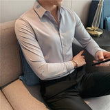 Men's Business Stretch Slim Long Sleeve Shirt