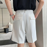 Men's Business Ice Silk Belt Suit Pants Loose Drape Shorts