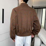 Men's Retro Casual Stand Collar Plaid Jacket