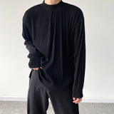 Pleated Stretch Long Sleeve T-shirt