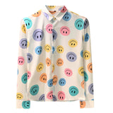 Men's Casual Fun Colorful Smile Print Slim Fit Long Sleeve Shirt