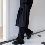 Men Detachable Pleated Skirt Slit Wide Leg Pants