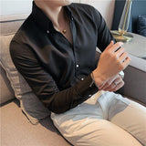 Men's Solid Color V-Neck Long Sleeve Shirt