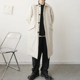 Casual Large Pocket Solid Color Single Breasted Mid-long Coat