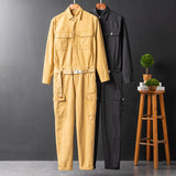 Men's Fashion Casual Long Sleeve Jumpsuits Cotton Blend Work Coverall