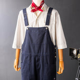 Men's Japanese Vintage Bib Overalls Fashion Slim Fit Jumpsuit with Adjustable Straps and Convenient Tool Pockets