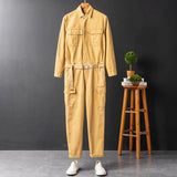 Men's Fashion Casual Long Sleeve Jumpsuits Cotton Blend Work Coverall