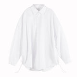 Men's Japanese Dark Bottom Drawstring Long Sleeve Shirt