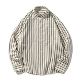 Men's American Lapel Loose Striped Long Sleeve Shirt