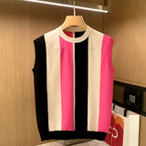 Men's Casual Color Block Striped Sleeveless Thin Slim Fit Tank Top