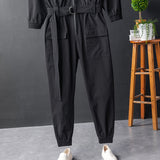 Men's Fashion Casual Long Sleeve Jumpsuits Cotton Blend Coverall