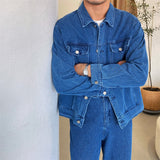 Men's Retro Blue Casual Denim Jacket And Jean