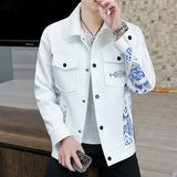 Men's Business Vintage Coat Print Lapel Pocket Jacket