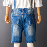 Mens Denim Bib Overall Shorts Above Knee Length Rompers Walk Dungaree Jumpsuit Relaxed Fit