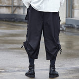 Men's Japanese Dark Casual Drawstring Dark Slacks