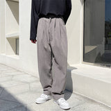 Men Casual Solid Color Corduroy Loose Wide Leg Pants