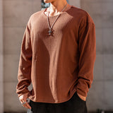 Men's American Style Casual Fitness Sports Loose Long Sleeve Knit Long Sleeve T-Shirt