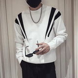 Men's Business Black and White Color Block Sweatershirt