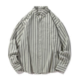 Men's American Lapel Loose Striped Long Sleeve Shirt