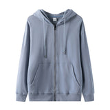 Zip Hood Loose Drop Shoulder Sweatshirt