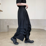 Japanese Retro Dark Pleated Loose Straight Wide Leg Pants