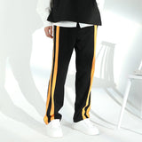 Men's Casual Retro Striped Straight Leg Wide Leg Pants