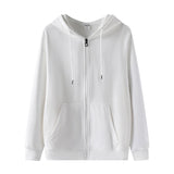 Zip Hood Loose Drop Shoulder Sweatshirt