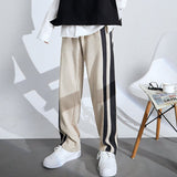 Men's Casual Retro Striped Straight Leg Wide Leg Pants