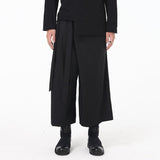 Men Harem Pants Black Culottes Wide Leg Loose Casual Pants