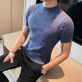 Men's Solid Color Casual Knitted Crew Neck Bottoming Shirt