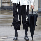 Men's Japanese Dark Casual Drawstring Dark Slacks