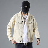 Men Casual Slim Solid Color Lapel Denim Short Jacket