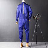 Men's Long Sleeve Jumpsuits Zip Up One Piece Coverall Tracksuits with Pockets Boiler Suit