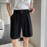 Men's Business Ice Silk Belt Suit Pants Loose Drape Shorts